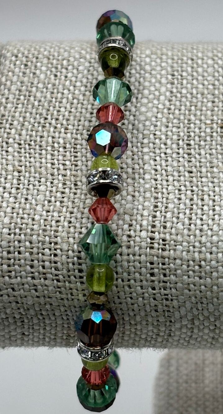 Lori Frantz Koenig Green Faceted Austrian Crystal Bracelet #76904